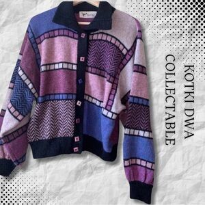 {Kotki Dwa Collectable} WOOL Handmade in Scotland Cardigan Sweater
